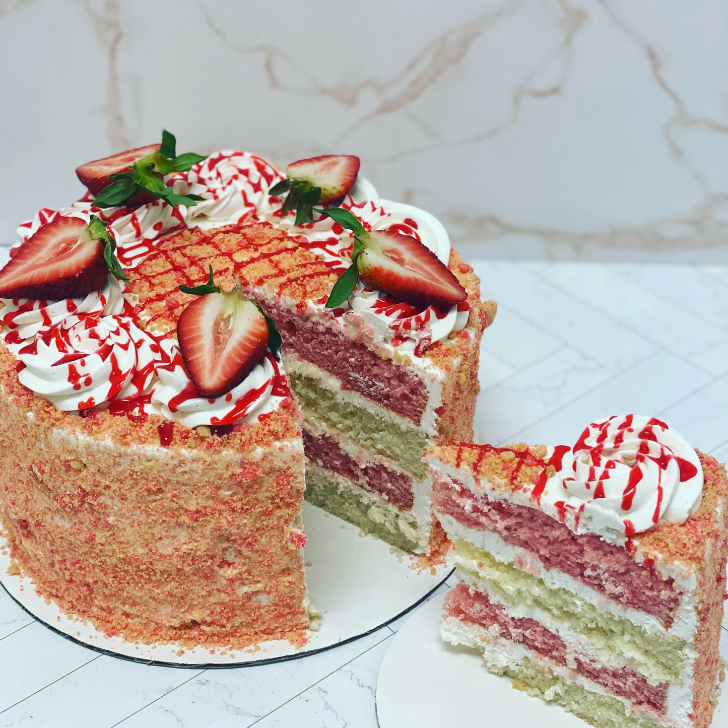 Strawberry Crunch Cake